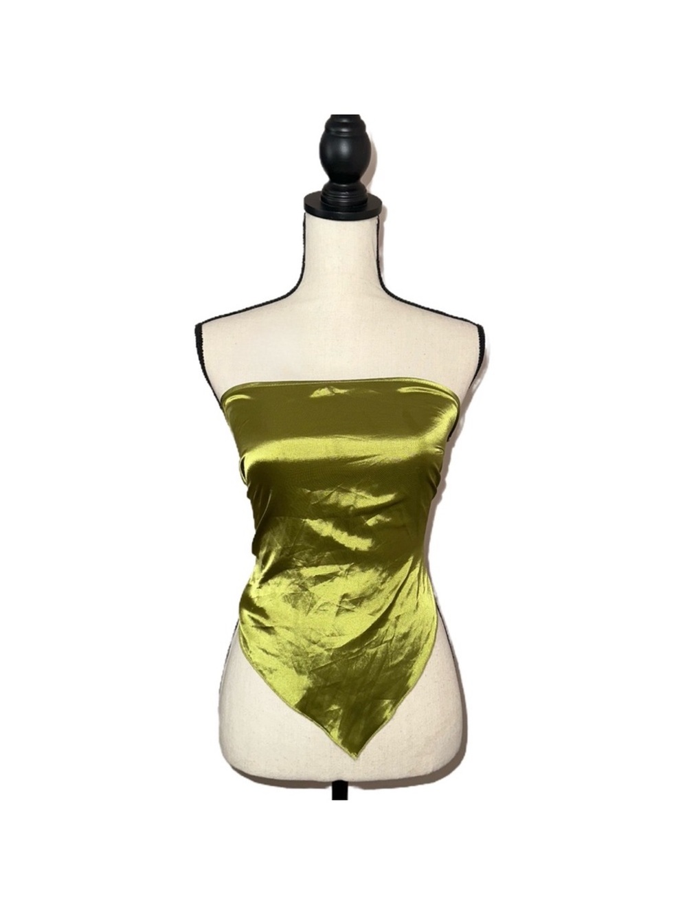 SHEIN Olive Green Satin Tube Top